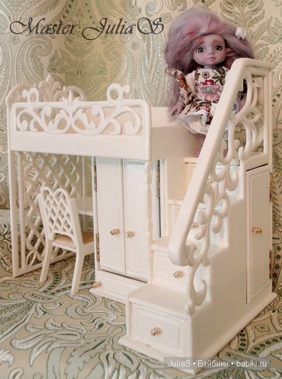 Юлькина кукломебель. Новый старый кроватный комплекс "Чудо прорезное. Евгенка" (фото 3)