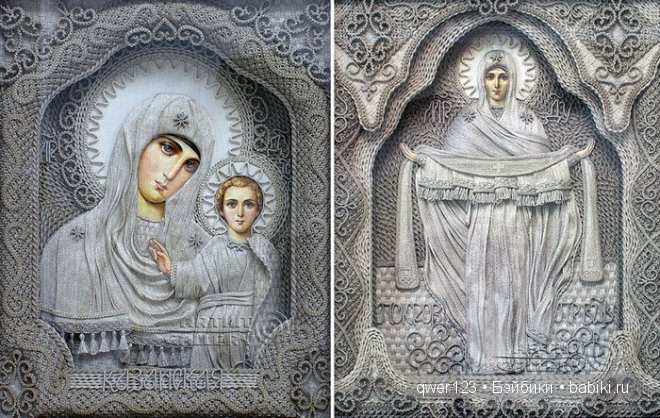 Льняные иконы в технике макраме от Владимира Денщикова
