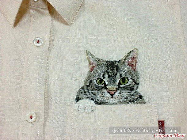 Вышивка гладью. Карманные котики от Хироко Кубота (Hiroko Kubota) (Япония) (фото 2)