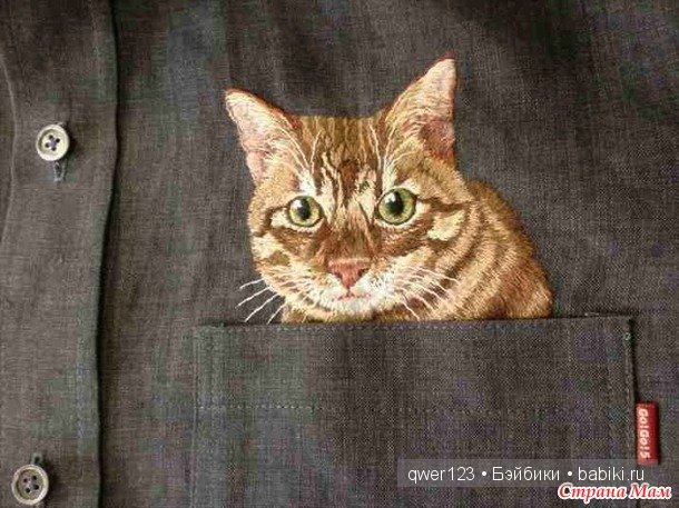 Вышивка гладью. Карманные котики от Хироко Кубота (Hiroko Kubota) (Япония) (фото 4)