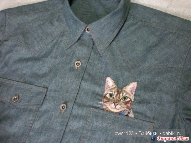 Вышивка гладью. Карманные котики от Хироко Кубота (Hiroko Kubota) (Япония) (фото 5)