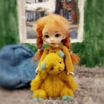 Айка. Используем новую пряжу и играем с новым мишкой