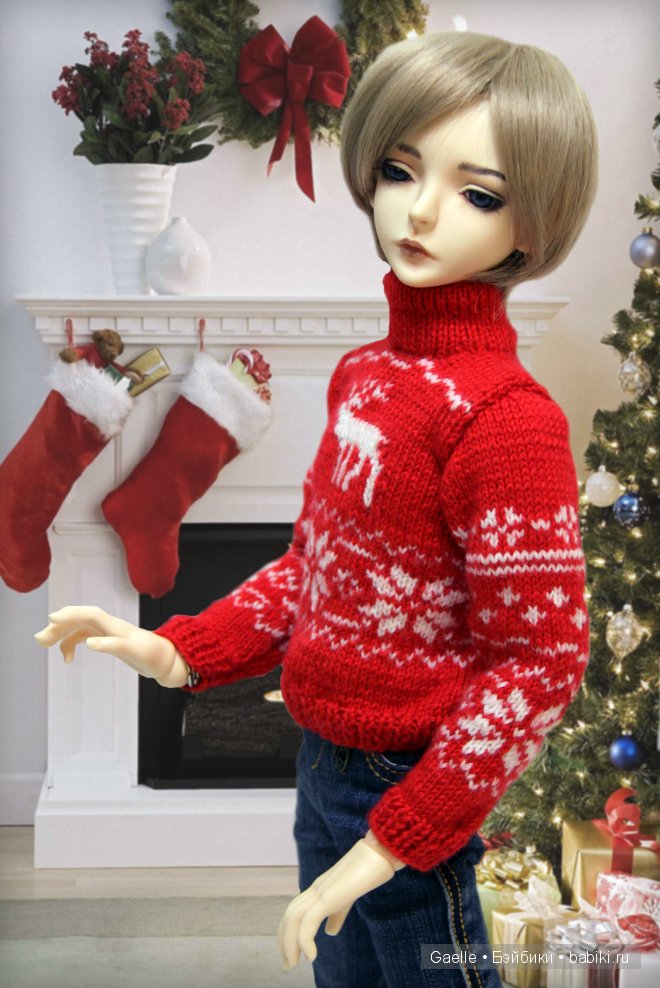 Новогодний свитер для куклы БЖД (фото 4)
