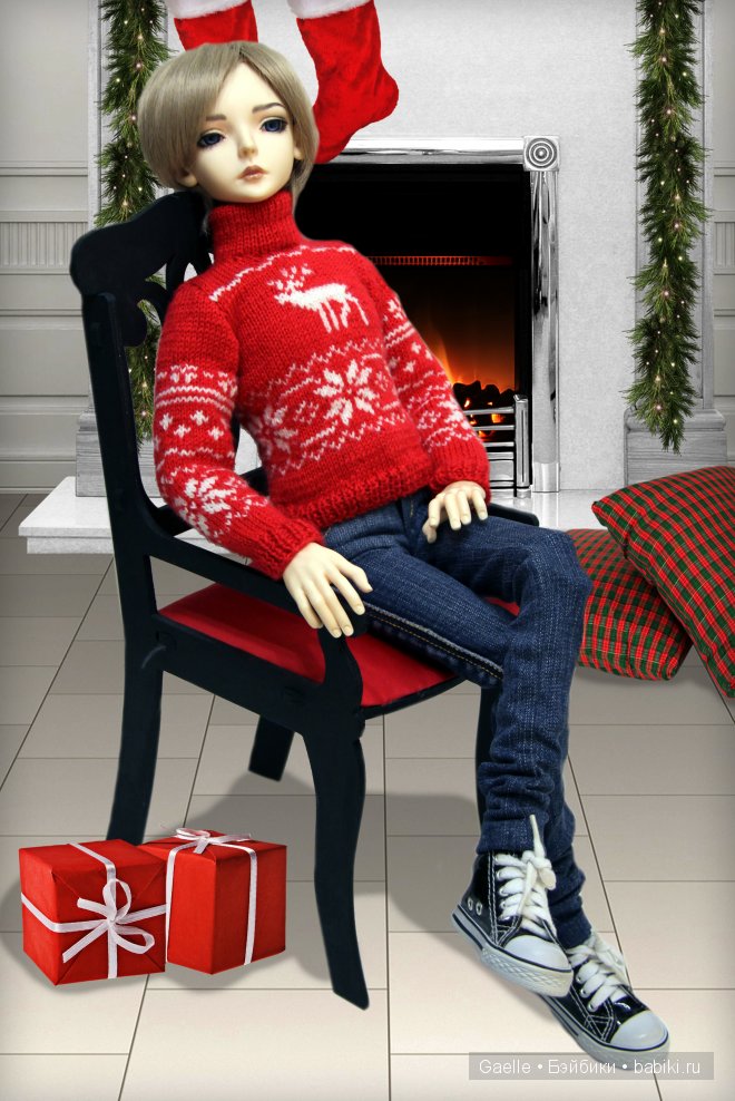 Новогодний свитер для куклы БЖД (фото 3)