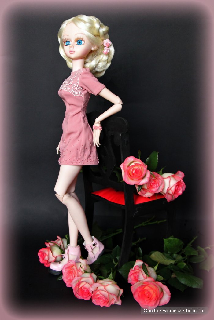 Нежная роза. Платье для куклы "Звезда подиума" (фото 6)
