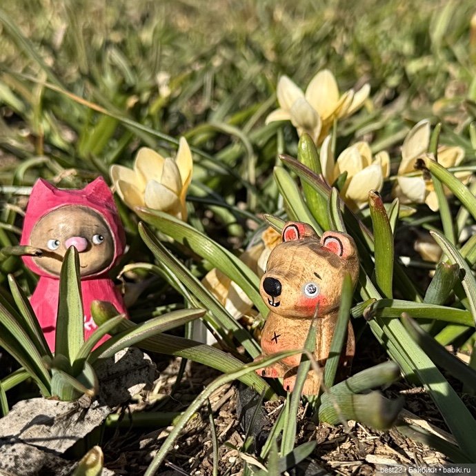 Первая весна Мяуса | Бэйбики Первая весна Мяуса — Авторские игрушки из дерева: резьба