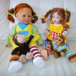 Две забавных девочки Пеппи Длинный чулок от Dianna Effner и Zapf