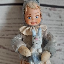 Ватная игрушка на ёлочку, Девочка-зайчик