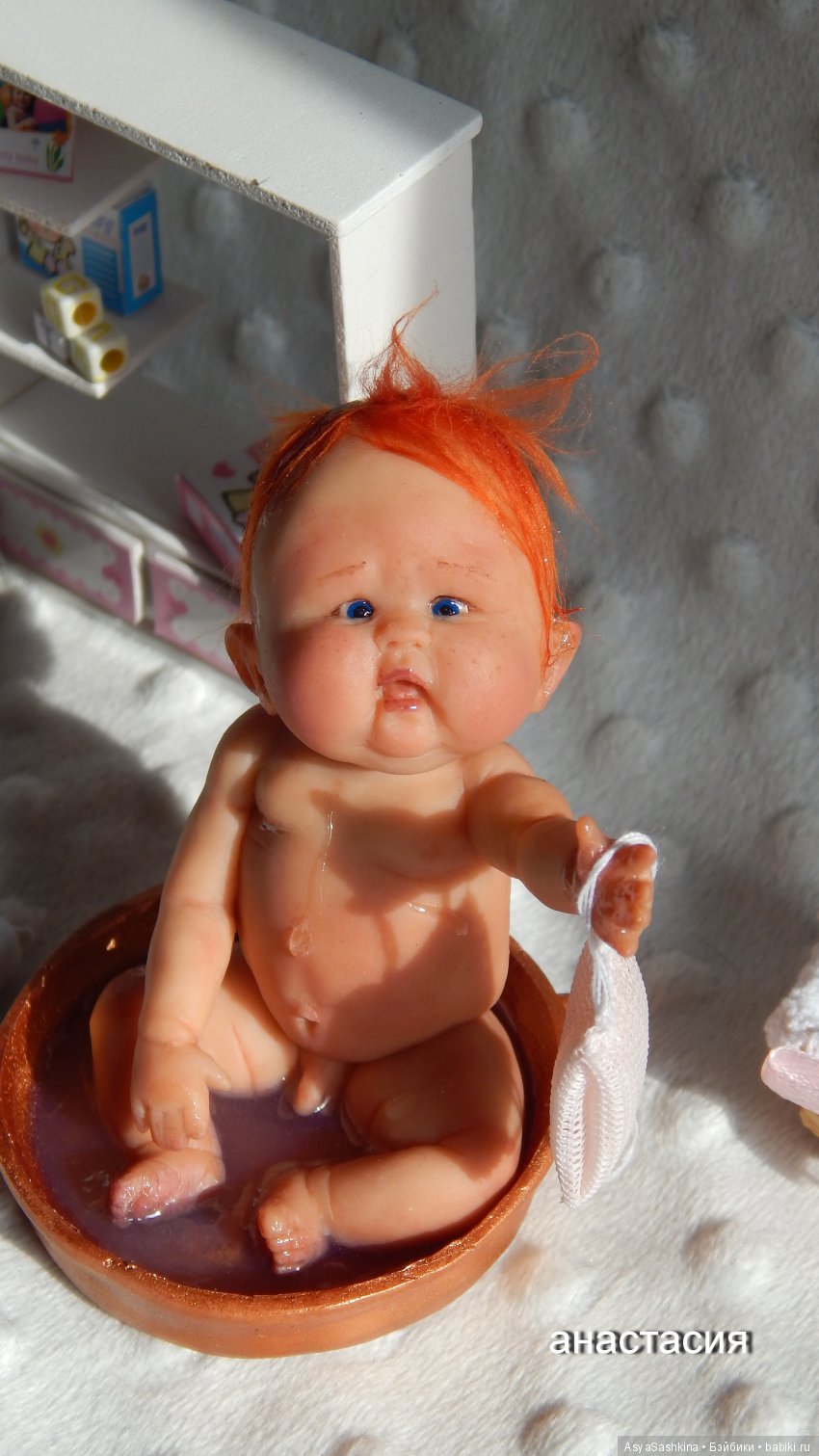 В тазике. Авторская кукла Аси Сашкиной (фото 3)