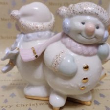 Великолепные подсвечники Снеговички-редчайшие, декорированные позолотой. Набор 2 Подсвечника , состо