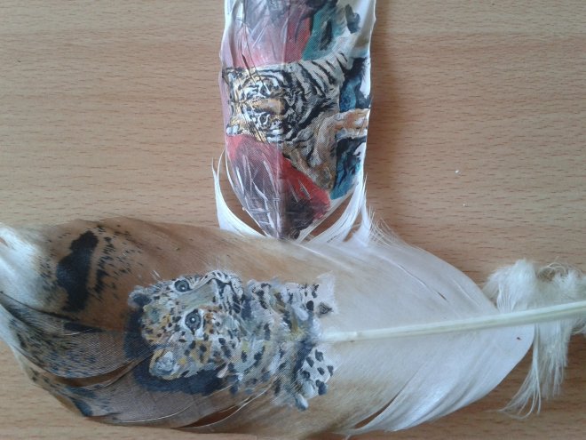 И снова перья! Рисунок на пере своими руками