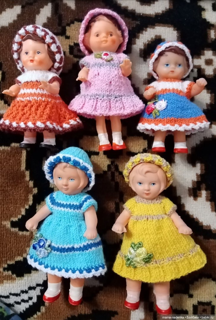 немецкие винтажные куклы в авторской вязанной одежде