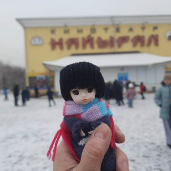 Прогулка маленького Рамзеса по предновогоднему Кызылу