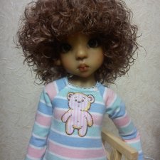 Продам парик из шкуры козочки для кукол формата МСД размер 7-8(20-21см)«Кудряшка»