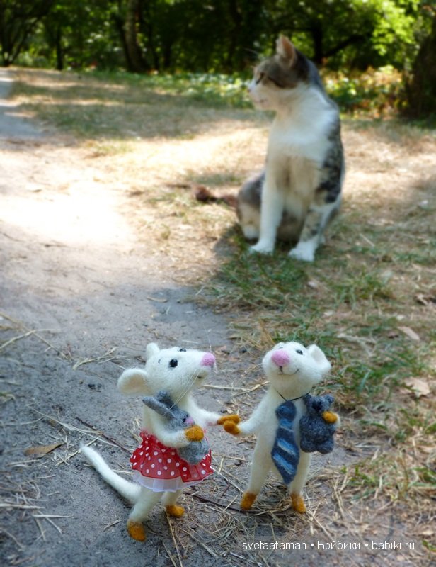 Влюблённые мышата. Авторские игрушки валянием из шерсти (фото 3)