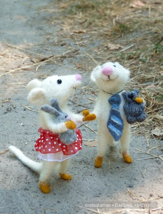 Влюблённые мышата. Авторские игрушки валянием из шерсти