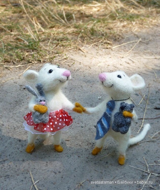 Влюблённые мышата. Авторские игрушки валянием из шерсти
