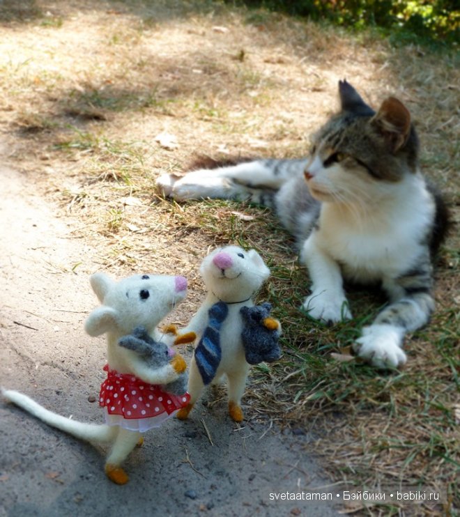 Влюблённые мышата. Авторские игрушки валянием из шерсти (фото 5)