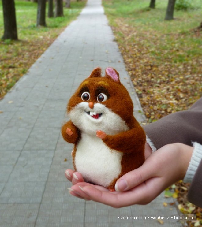 Кошечка Миттенс и хомячок Рино. Игрушки валянием из шерсти (фото 7)