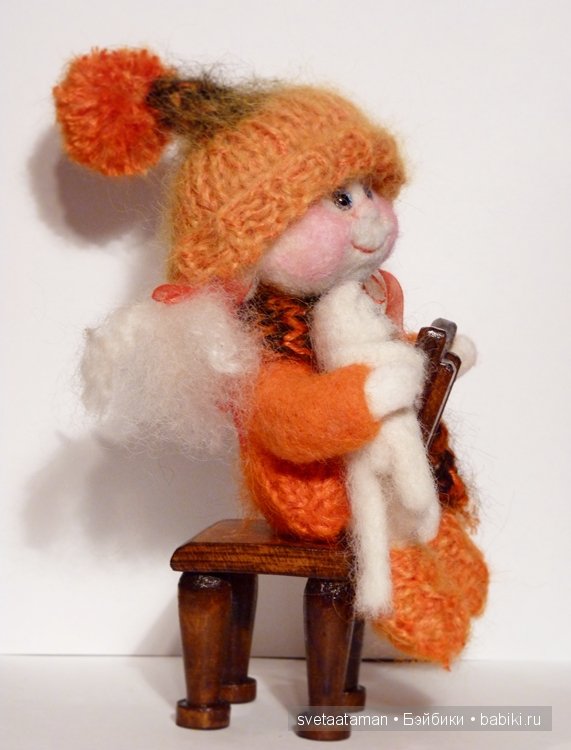 Авторская кукла из шерсти Снежка и Мурчик (фото 5)