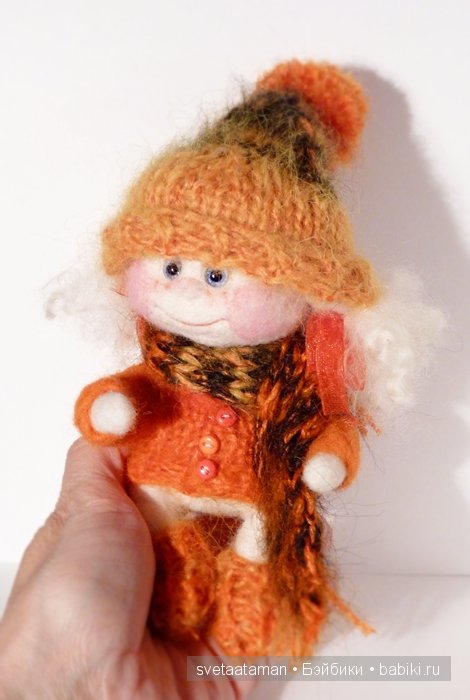 Авторская кукла из шерсти Снежка и Мурчик (фото 10)