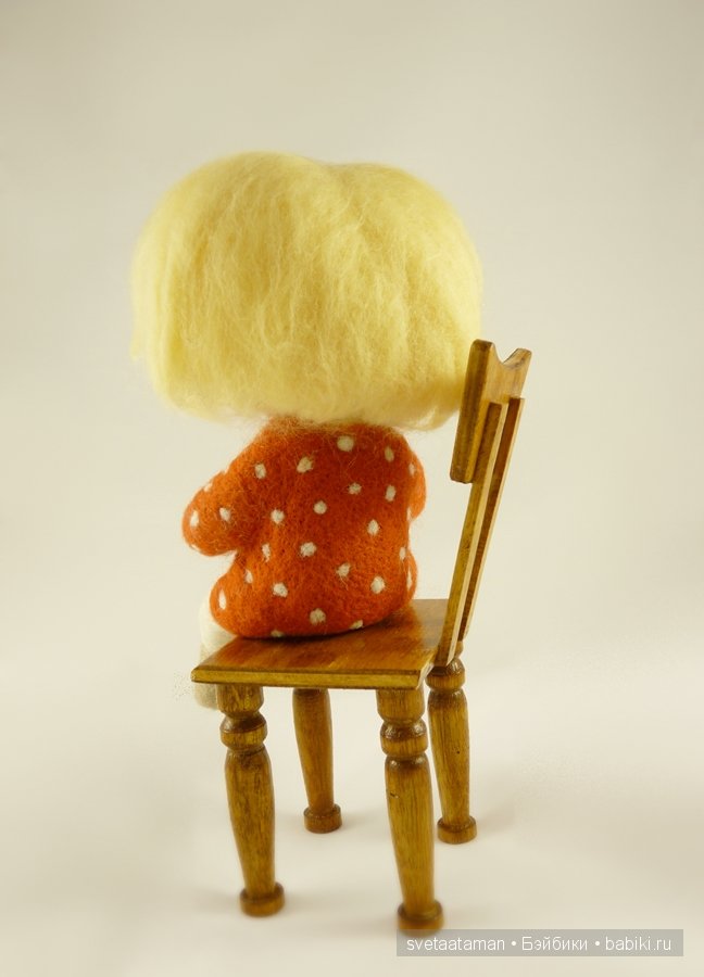 Кузенька и маленькая Рыжулька, валянная кукла из шерсти