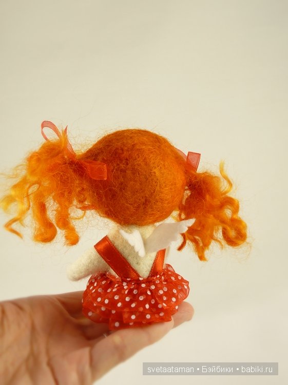 Кузенька и маленькая Рыжулька, валянная кукла из шерсти