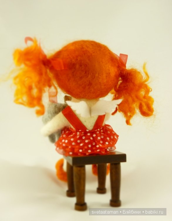 Кузенька и маленькая Рыжулька, валянная кукла из шерсти