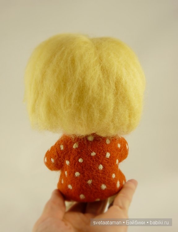 Кузенька и маленькая Рыжулька, валянная кукла из шерсти (фото 6)