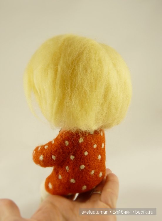 Кузенька и маленькая Рыжулька, валянная кукла из шерсти (фото 7)