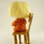 Кузенька и маленькая Рыжулька, валянная кукла из шерсти