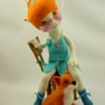 Эльфиечка и лисёнок, валянная кукла из шерсти