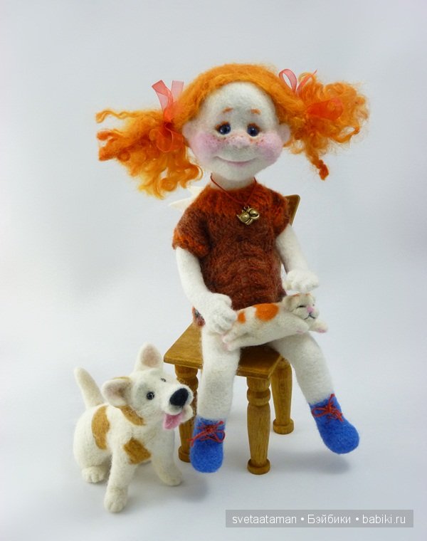 Кукла из шерсти для валяния. Рыжий, рыжий ангелочек (фото 6)