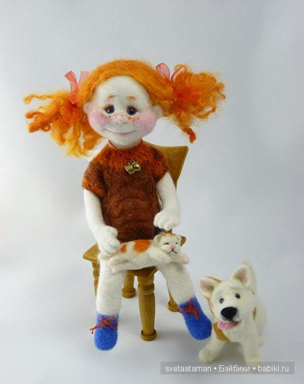 Кукла из шерсти для валяния. Рыжий, рыжий ангелочек (фото 5)