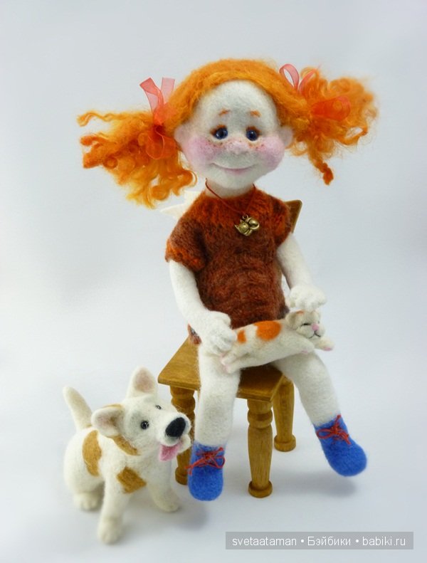 Кукла из шерсти для валяния. Рыжий, рыжий ангелочек (фото 7)