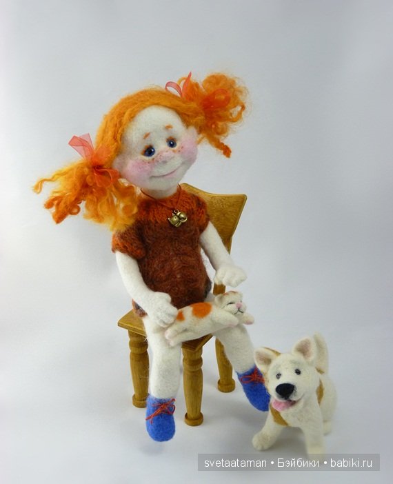 Кукла из шерсти для валяния. Рыжий, рыжий ангелочек (фото 8)