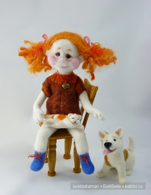 Кукла из шерсти для валяния. Рыжий, рыжий ангелочек (фото 2)