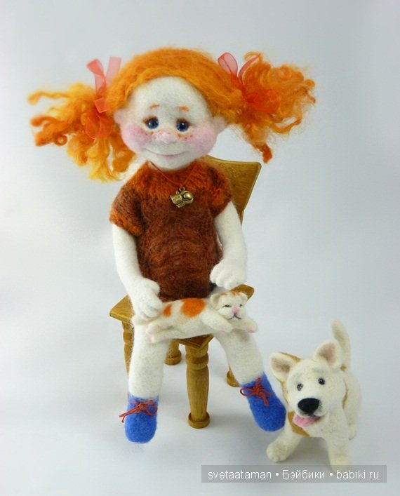Кукла из шерсти для валяния. Рыжий, рыжий ангелочек (фото 9)