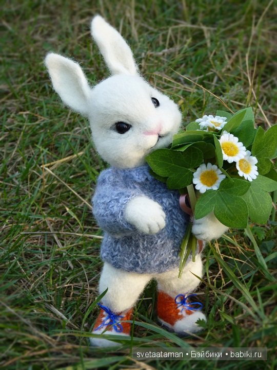 Зайчонок, осенний лес и ромашки. Валяние из шерсти (фото 2)