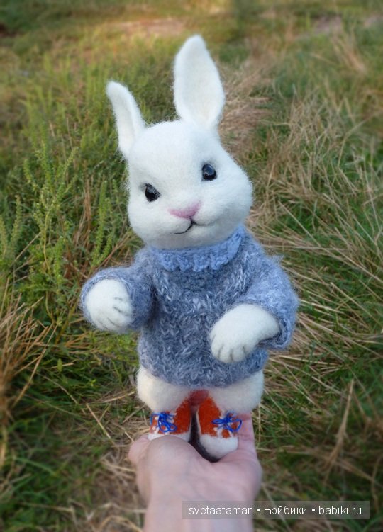 Зайчонок, осенний лес и ромашки. Валяние из шерсти (фото 8)