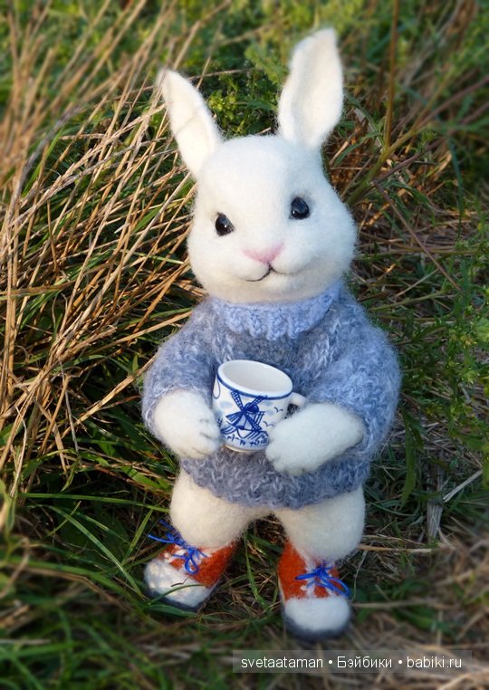 Зайчонок, осенний лес и ромашки. Валяние из шерсти (фото 4)