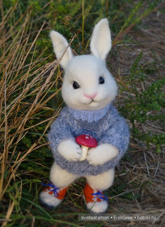 Зайчонок, осенний лес и ромашки. Валяние из шерсти (фото 5)