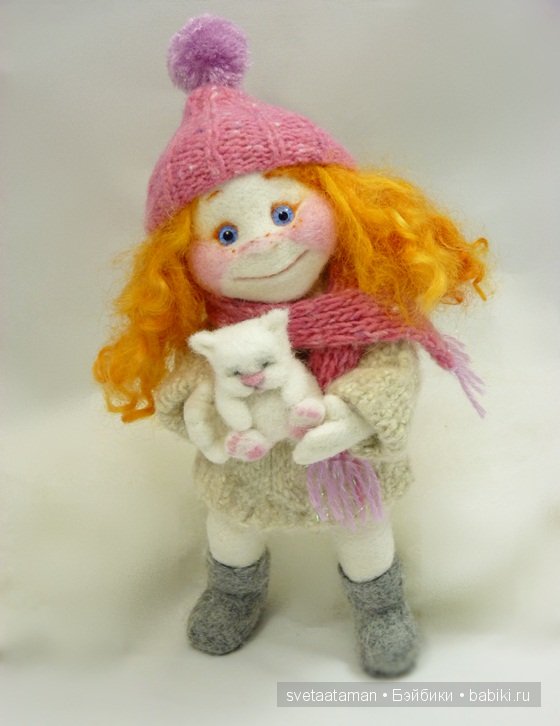 Куклы из шерсти для валяния - Ангелочек и Снежок (фото 2)