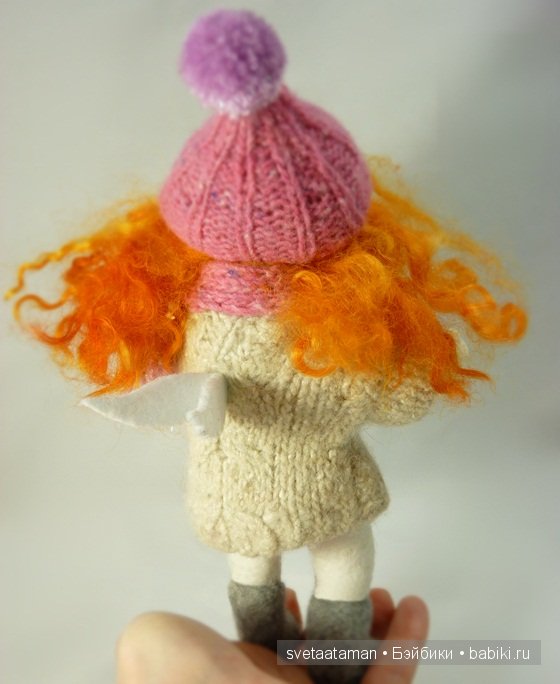 Куклы из шерсти для валяния - Ангелочек и Снежок (фото 7)