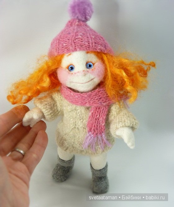 Куклы из шерсти для валяния - Ангелочек и Снежок (фото 6)