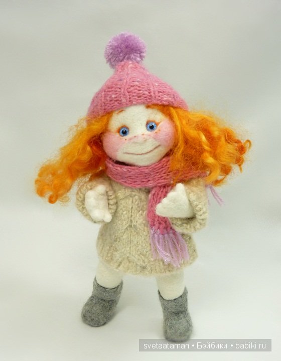 Куклы из шерсти для валяния - Ангелочек и Снежок (фото 8)