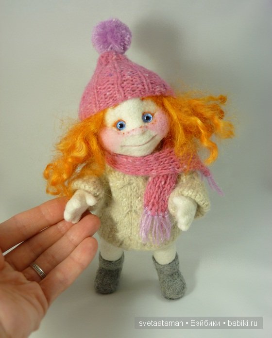 Куклы из шерсти для валяния - Ангелочек и Снежок (фото 5)