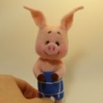 Малыш Пятачок. Игрушка валянием из шерсти ручной работы