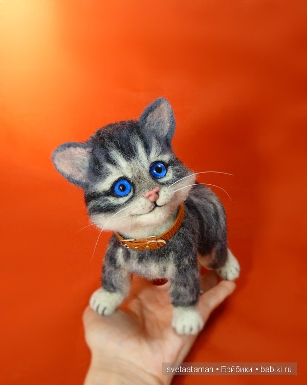 Мартовский котёнок. Игрушка валянием из шерсти ручной работы