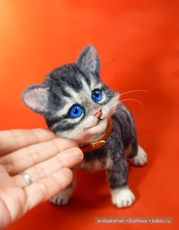 Мартовский котёнок. Игрушка валянием из шерсти ручной работы